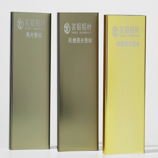 Mirror-polished aluminum profile. Offers a high-gloss, mirror-like finish with high reflectivity for a luxurious and eye-catching effect. Requires careful maintenance to prevent scratching. Primarily used for high-end decorations, signage, and display cases.
