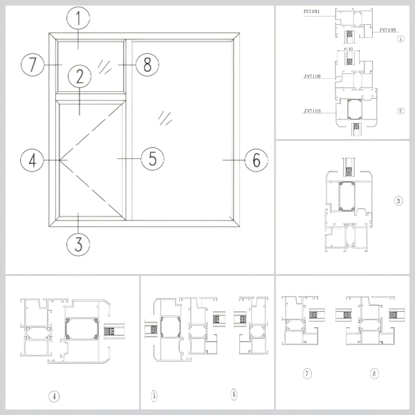 JN71 Series Wide Thermal Casement Window exterior view. Ultra-slim sightlines with large glass area for superior thermal performance and modern aesthetics.