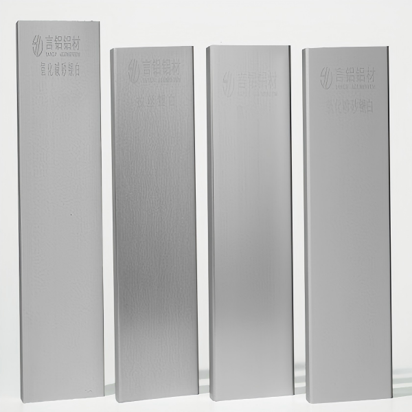 Anodized clear (silver) aluminum profile. Maintains the raw metallic look of aluminum with a modern industrial aesthetic. The hard anodized layer provides robust protection against oxidation, a cost-effective choice for functionality and natural metal appeal.